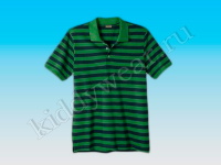 Рубашка-поло мужская сине-зеленая в полоску с коротким рукавом