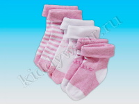 Носки для девочки бело-розовые (3 пары) Lupilu 