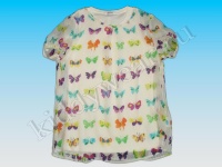 Блуза-туника для девочки цвета ванили с бабочками 2 в 1