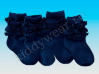 Носки для девочки темно-синие с рюшами (2 пары)