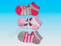 Носки для девочки розово-бело-серые Hello-Kitty (3 пары)