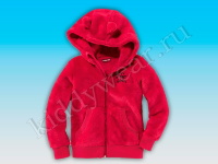 Куртка-толстовка для девочки с капюшоном флисовая красная Pepperts