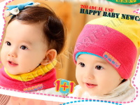 Шапочка-шарф 2 в 1 розово-желто-фиолетово-голубая Happy Baby