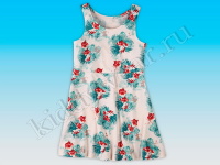 Платье-сарафан для девочки цвета небеленого хлопка с цветочным рисунком Pepperts