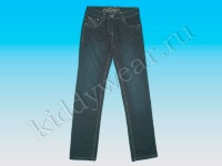 Брюки-джинсы для девочки темно-синие с эффектом смятости