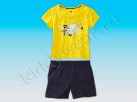 Комплект домашней одежды для девочки желто-синий Dream Time (футболка + шорты)