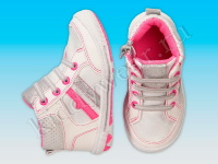 Ботинки для девочки бело-розовые на молнии и шнуровке Lupilu