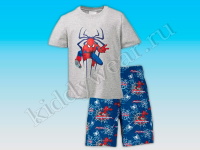 Комплект домашней одежды для мальчика серо-синий Spider-Man (футболка + шорты)