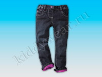 Термо-джинсы для девочки синие с вышитым орнаментом  Lupilu