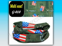 Многофункциональная повязка на голову зеленая с американским флагом G-018