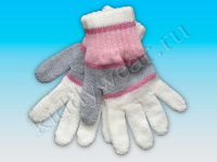 Перчатки бело-розово-серые Margot Bis  0816