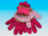Перчатки малиново-розово-зеленые Margot Bis  0816