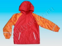 Куртка-дождевик с капюшоном для девочки оранжево-желтая на флисе