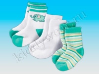 Носки махровые (3 пары) бело-зеленые махровые Lupilu