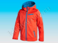 Куртка с капюшоном Softschell оранжево-голубая 