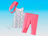 Комплект для девочки 3 в 1 бело-розовый (майка-туника + леггинсы + повязка) Lupilu