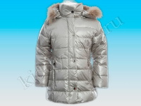 Пуховое пальто для девочки жемчужного цвета Silvian Heach