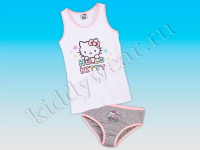 Комплект белья для девочки бело-серый (майка + трусики) Hello Kitty