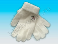 Зимние перчатки Glopia для девочки белые Зонтики 
