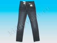 Брюки-джинсы для девочки темно-синие с эффектом смятости и потертости Tom Tailor