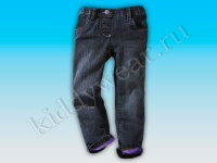 Термо-джинсы для девочки синие с вышивкой Lupilu