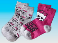 Носки для девочки серо-розовые Monster High (2 пары) 