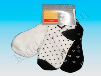 Носки для девочки бело-черные (3 пары) Pepperts