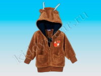 Куртка-толстовка для мальчика с капюшоном флисовая светло-коричневая 