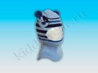 Шапка-шлем Мишка для мальчика сине-черно-голубая Malliani