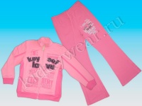 Спортивный костюм для девочки 2 в 1 розовый Key sof Love (штаны + толстовка) 