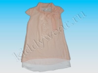 Оригинальное платье-туника для девочки бежево-розовое