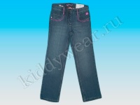 Брюки-джинсы для девочки темно-синие с вышитыми цветами Pepperts