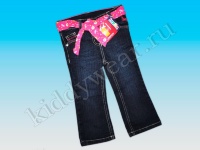 Брюки-джинсы для девочки темно-синие Бабочки