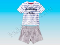 Комплект домашней одежды для мальчика бело-серый Beach Rugby (футболка + шорты)