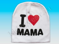 Шапочка трикотажная белая I LOVE MAMA