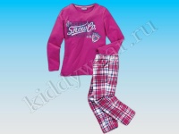 Комплект домашней одежды для девочки ярко-розово-голубой Snowlo 