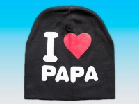 Шапочка трикотажная черная I LOVE PAPA