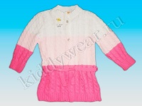 Кофта-жакет для девочки бело-розовая с косами Camiza