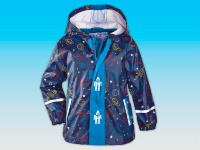 Куртка-дождевик-грязевик для мальчика сине-голубой с рисунком без флиса 