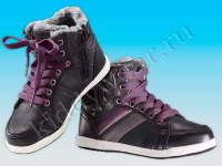 Ботинки для девочки серо-фиолетовые на молнии и шнуровке Lupilu