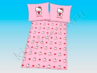 Комплект постельного белья розовый Hello Kitty (пододеяльник + наволочка) 