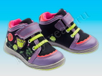 Ботинки для девочки фиолетово-черные с рисунком на липучке Lupilu