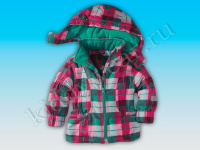 Куртка с капюшоном для девочки розово-зеленая в клетку Lupilu