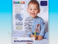 Ползунки-слип для мальчика с открытыми ножками голубые с принтом Lupilu