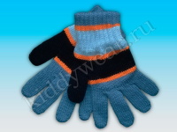 Перчатки серо-черно-оранжево-голубые Margot Bis  0816
