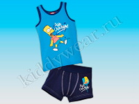 Комплект белья для мальчика Simpsons сине-голубой (майка + трусики-боксеры) 