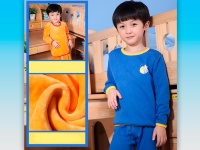 Комплект нижнего белья для мальчика на флисе желто-голубой