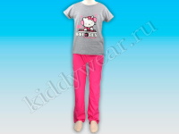 Комплект домашней одежды для девочки серо-розовый Hello Kitty's Records