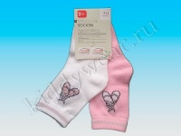 Носки для девочки розовые + белые (2 пары) 