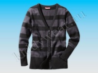 Пуловер для девочки серо-черный в полоску Pepperts